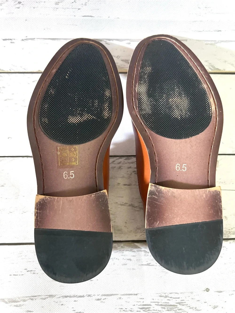 Men's Tan Cap-Toe Oxford Leather Lace-Up Dress Shoes Size 6.5